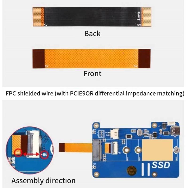 MPS2280P PCIe M.2 SSD Expansion Board for RPi 5 with M.2 mKey Connection, NVMe SSD Support and Double LED Indicators
