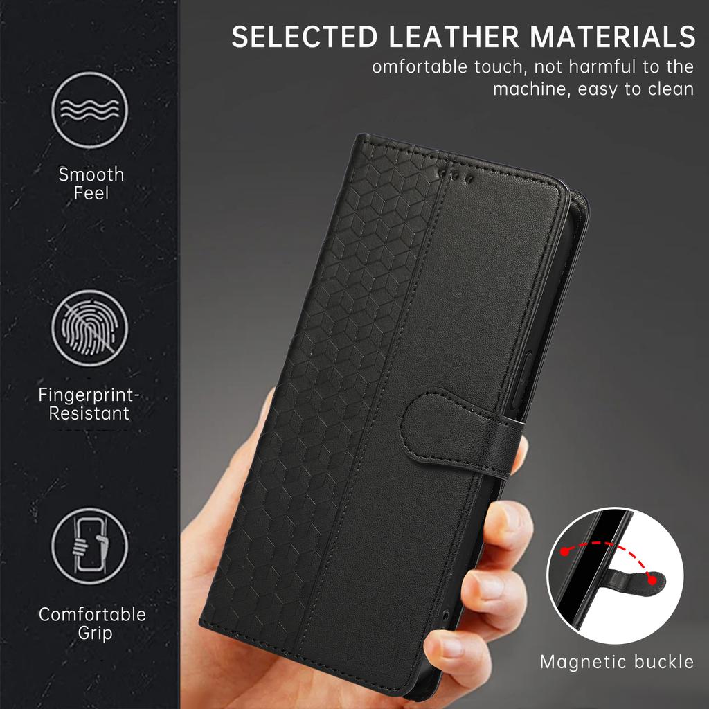 Leather Case For Samsung Galaxy A17/A26 5G/A16 5G/A16 4G 3D Rhombus Grid Imprinted Wallet Phone Cover with Lanyard