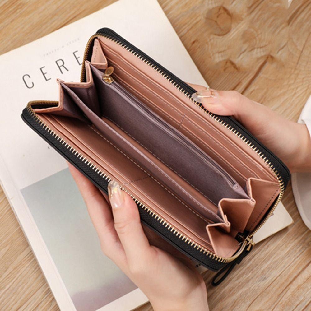 Multifunctional Zipper Long Wallet Large Capacity Leather Card Bag Coin Purse Women