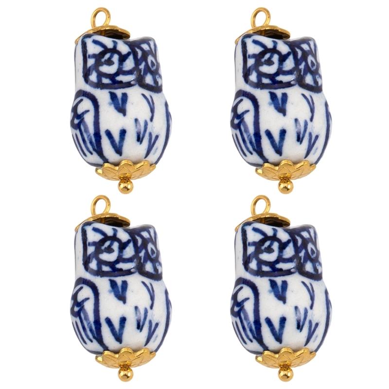 Accessori Orecchini Irregolari in Porcellana Blu Dipinta a Mano Acciaio Inossidabile Materiali per Artigianato