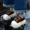 Korean version of platform muffin shoes women's 2025 autumn new lace-up old dirty shoes small height increase casual board shoes