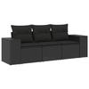 VidaXL Garden Lounge Set with Cushions 3 Pcs, Patio Sofas, Patio Furniture Set, Outdoor Furniture, Black 3254592