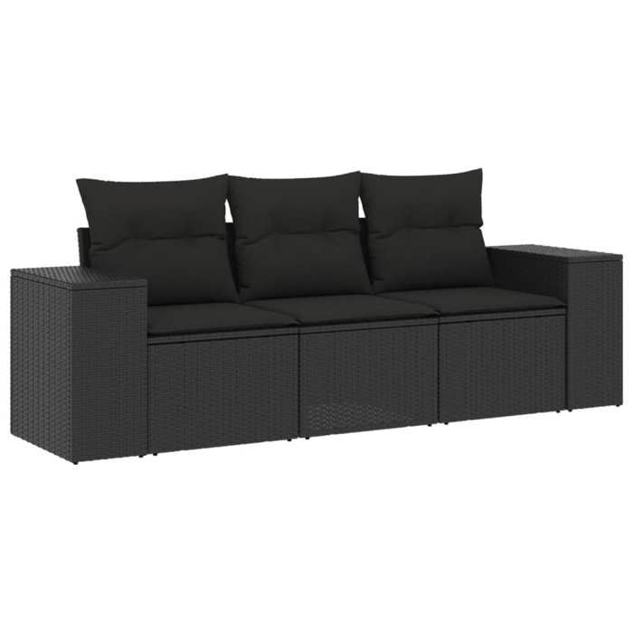 VidaXL Garden Lounge Set with Cushions 3 Pcs, Patio Sofas, Patio Furniture Set, Outdoor Furniture, Black 3254592