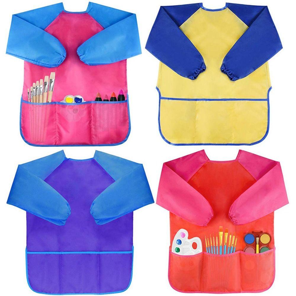 Nylon Kids Painting Apron Long Sleeves Kids Waterproof Apron Reusable DIY Painting Aprons  Home