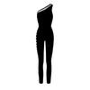 Kkx Street Sexy One-Shoulder Diagonal Collar Hollow-out Ripped Jumpsuit Fashion Sexy Skinny Slimming Bottoming Jumpsuit
