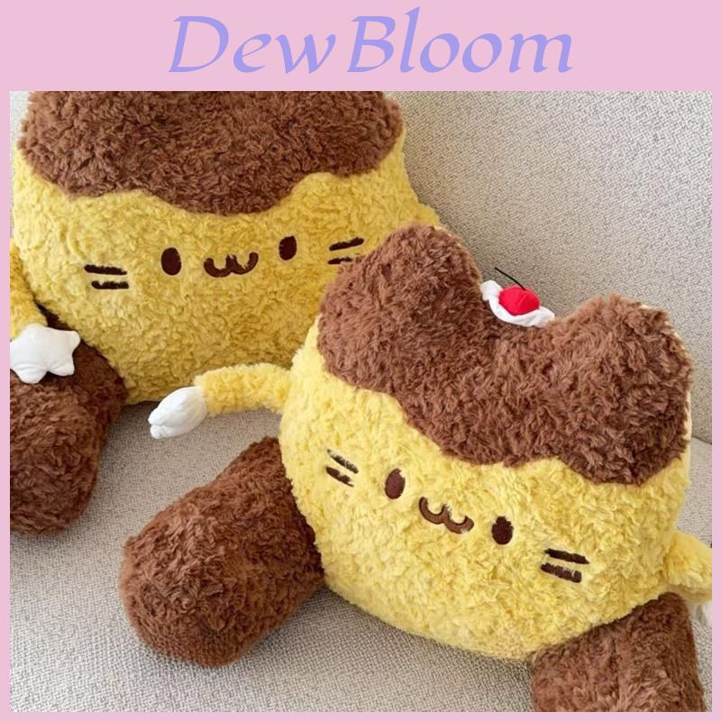 Cartoon Pudding Cat Lumbar Pillow With Plush Cover For Bed Sofa Support