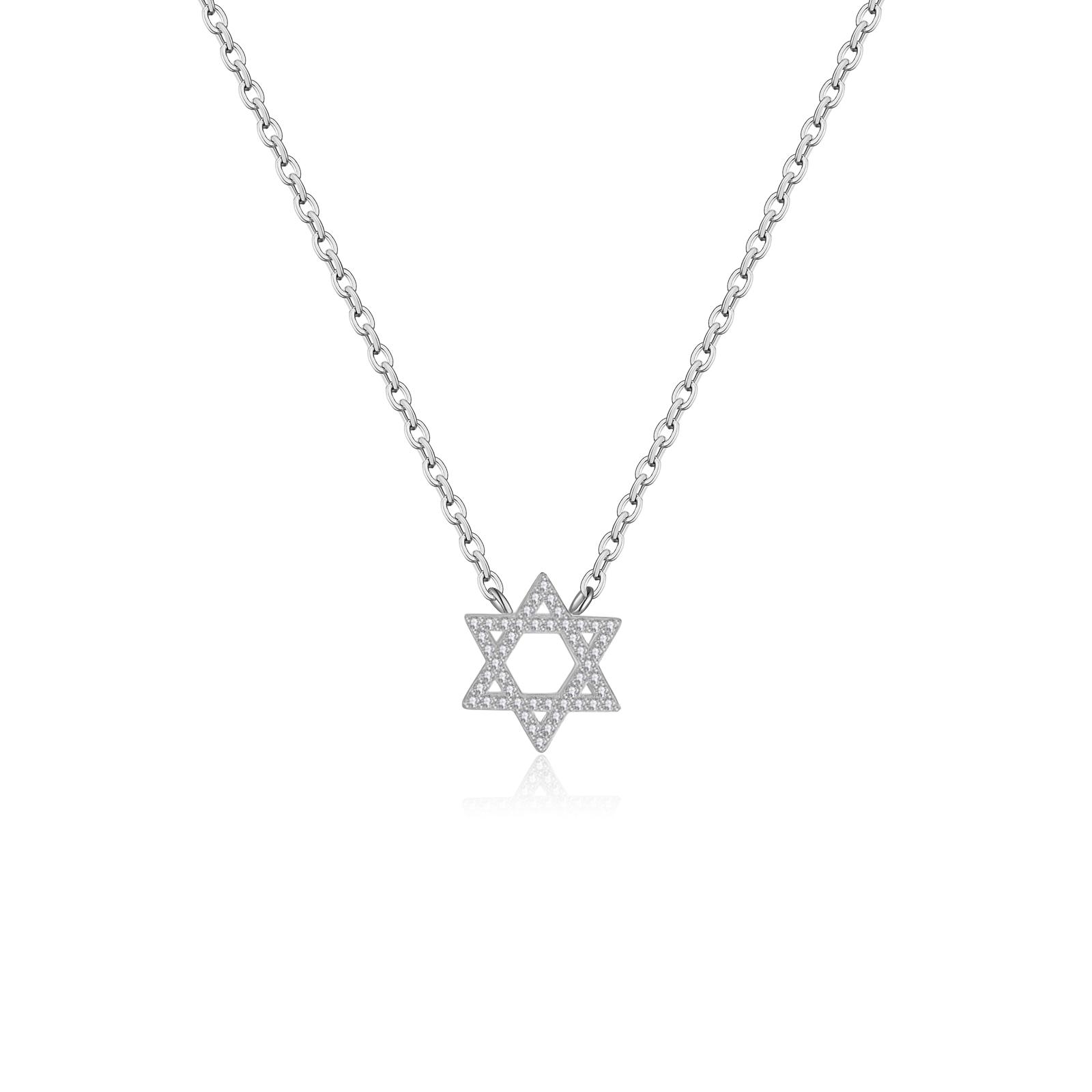 

Women 925 Sterling Silver Star of David Pendant Necklace Long Chain Fine Luxury Anniversary Wedding Jewelry серебряный