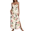 Ladies' floral nightgown sexy suspender nightgown slit sexy thin home outfit