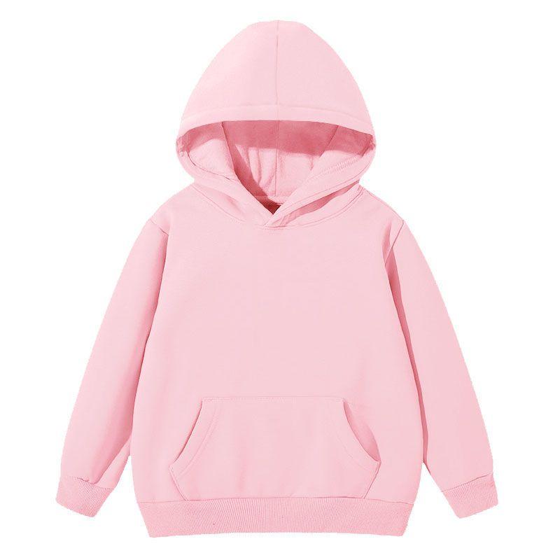 4-14 Years Kids Solid Color Hooded Pullover Long Sleeve Coat