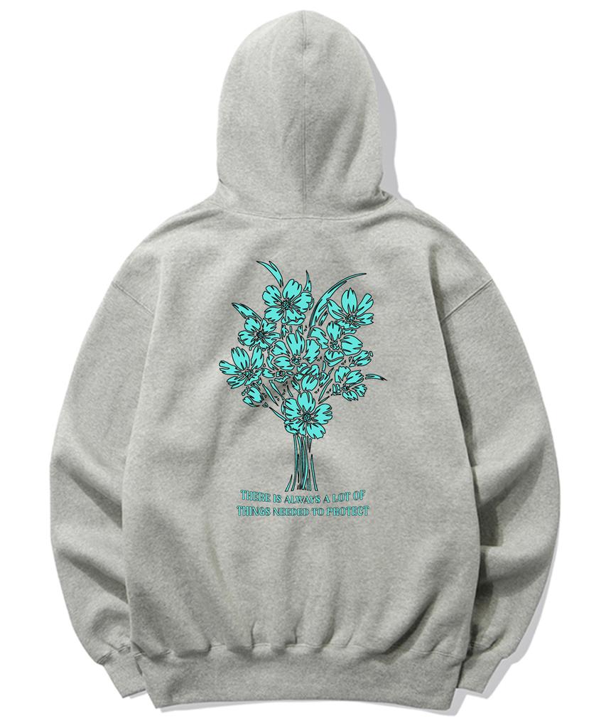 Flower Bundle Graphic Hoodie - Gray
