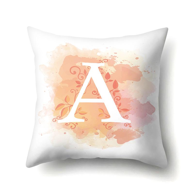 

Polyester Pillow Case Home Car Decoration Print Watercolor Vine 26 English Letter Cushion Cover No pillow core