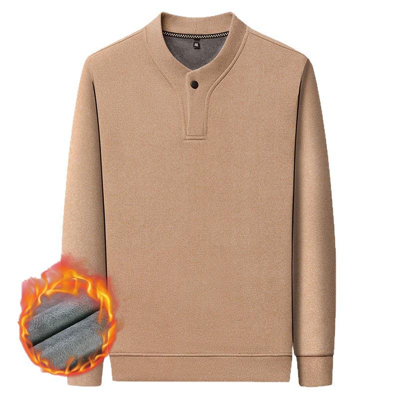 Men's 2025 Winter Fleece-Lined Thickened Sweatshirt with Single-Button Closure