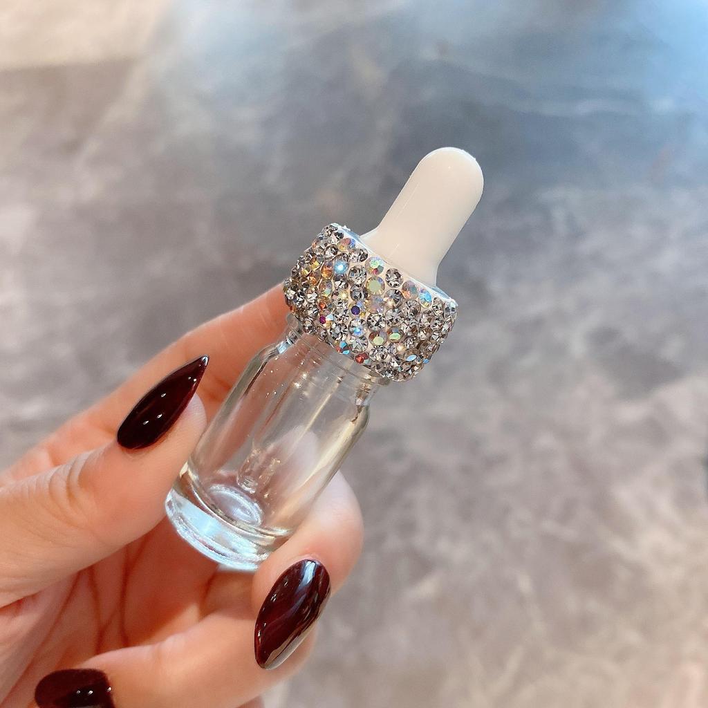 Elegant Diamond-Studded Glass Dropper Bottle - Portable, Multifunctional Essence & Perfume Container