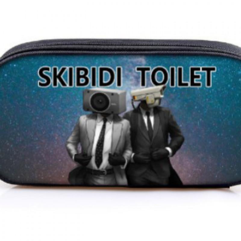 Skibidi Toilet Themed Double Layer Pencil Case Kids Students With Inner Compartment Organized Stationery Bag