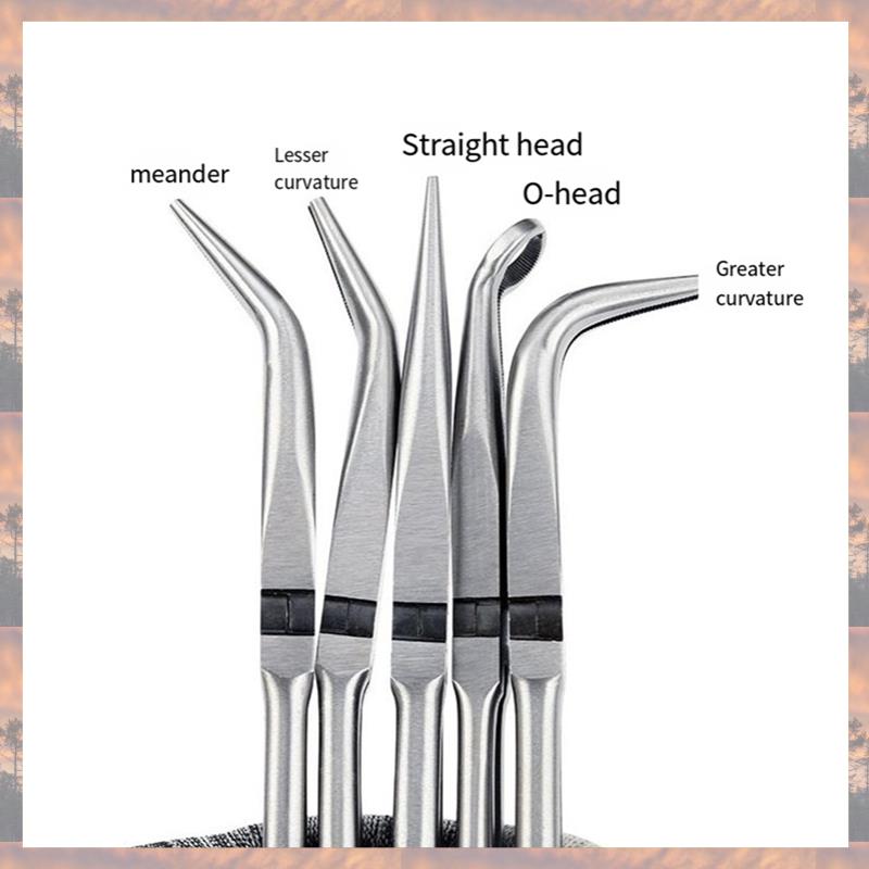2025 Trend 5PCS Long Needle Nose Pliers Set 25/45/90-Degree Angle, Straight,Curved Pliers,O-Shape Clamp Long Nose Pliers