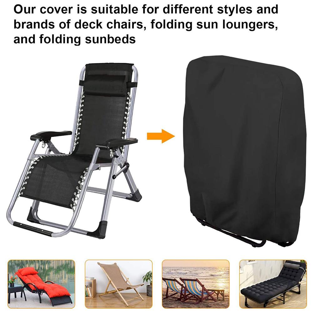Outdoor Folding Chair Oxford Cloth Cover Waterproof Patio Furniture Dust Cover, 97x34x110cm