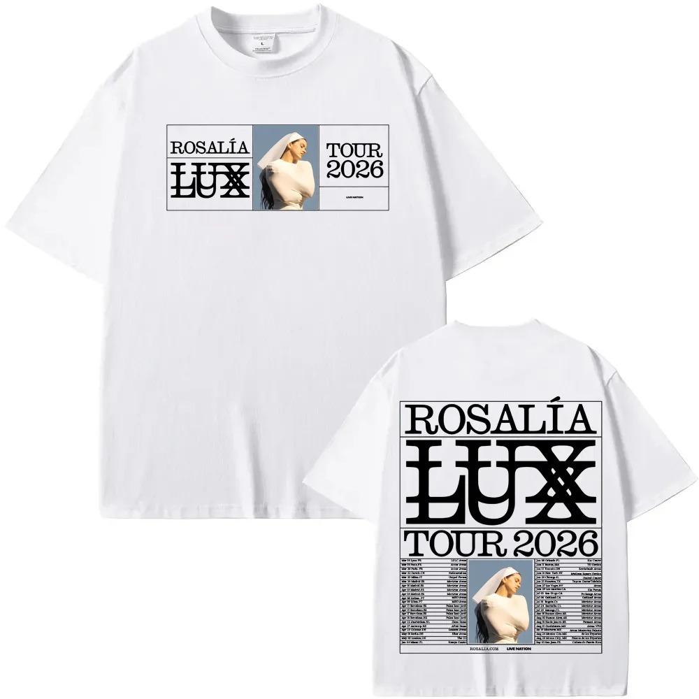 ROSALIA LUX Тур 2026 Футболка 2026 ROSAIA Как на Официальном Сайте Высококачественная Футболка Хлопок Харадзюку Круглый Вырез ФУТБОЛКИ 4XL