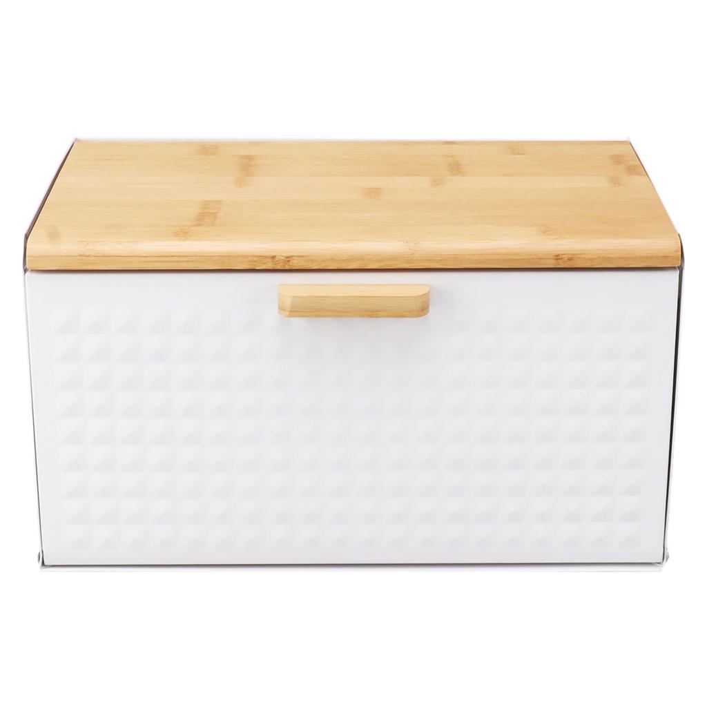 Wooden Bread Box Natural Vintage Heavy Duty Large Capacity Bread Storage Bin for Kitchen Countertop White