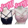 Teen Sexy Pure Lust Lace Small Chest Underwear Bra Show Big Cross Soft Steel Ring Bra Cover Set Gather