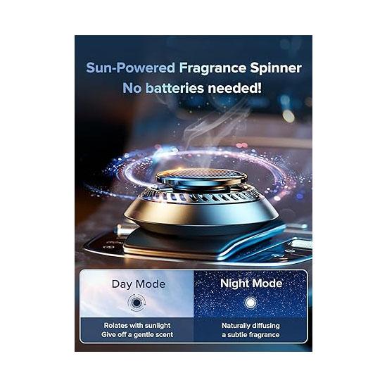 Solar Car Air Freshener, UFO Solar Automatic Rotating Diffuser