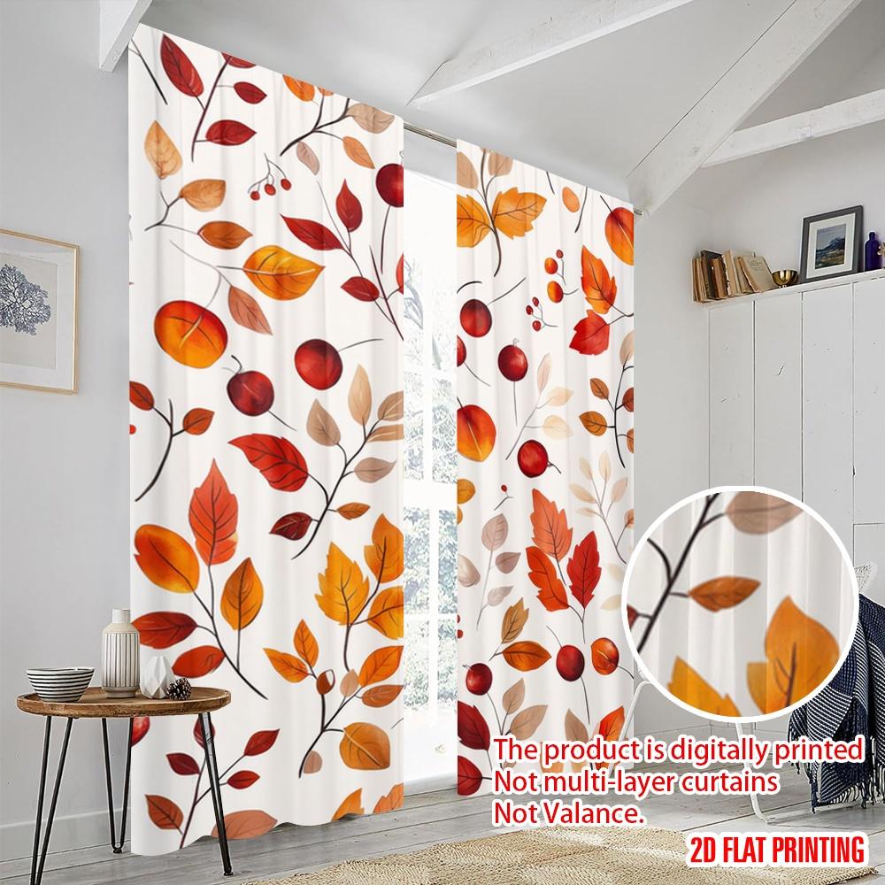 2 szt., druk płaski 2D Zasłony Drukowane cyfrowo Jesienna fantazja Wszechstronne Trwałe Poliester (bez pręta) Dekoracje zewnętrzne