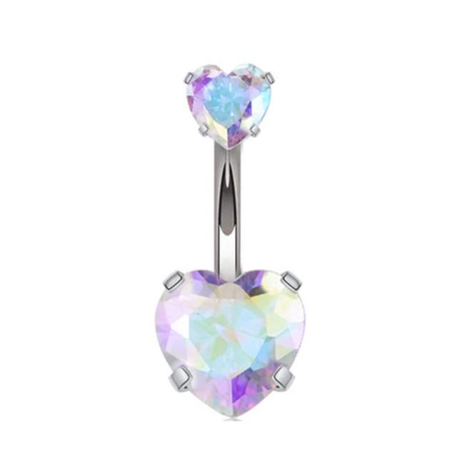 Anello Ombelico a Forma di Cuore Ornamento Goccia d'Acqua 14G Bilanciere Piercing Ombelico Pendente Belly Nombril Piercing Gioielli Donna