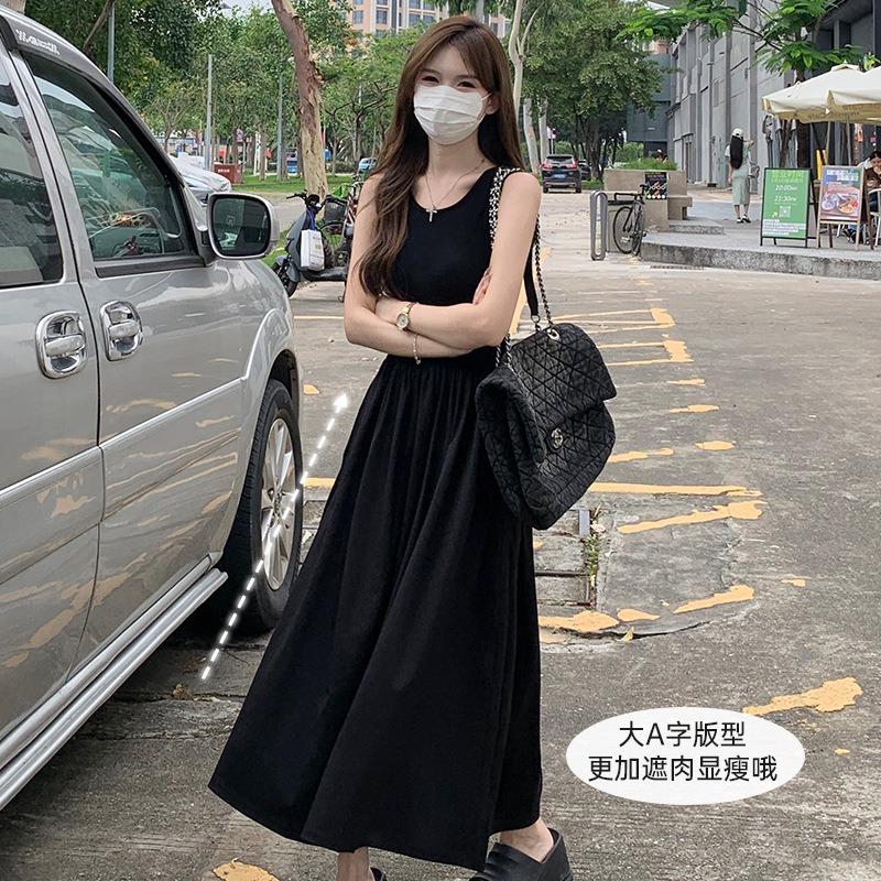 Black Suspender Dress Women's Hepburn Style Summer New Thin Sleeveless High-end Long Skirt