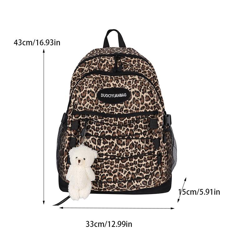Модный японский стиль Харадзюку Ретро леопардовый принт Студенческий рюкзак Корейская версия Ульззанг Вместительный