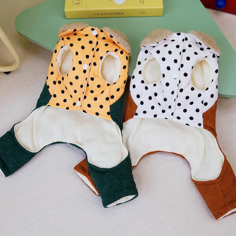 Pet Clothing Teddy Dog Clothes Autumn and Winter Thickened Warm Four-legged Cotton-padded Overalls