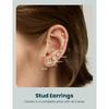 6 Pairs Stud Earrings Set, Hypoallergenic Cubic Zirconia 316L Earrings Stainless Steel CZ Earrings 3-8mm (Steel color)