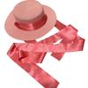 [USED] Excellent Condition Big Bang Fiberglass Straw Hat with Pink Ribbon, Perfect for Summer, Made In Japan