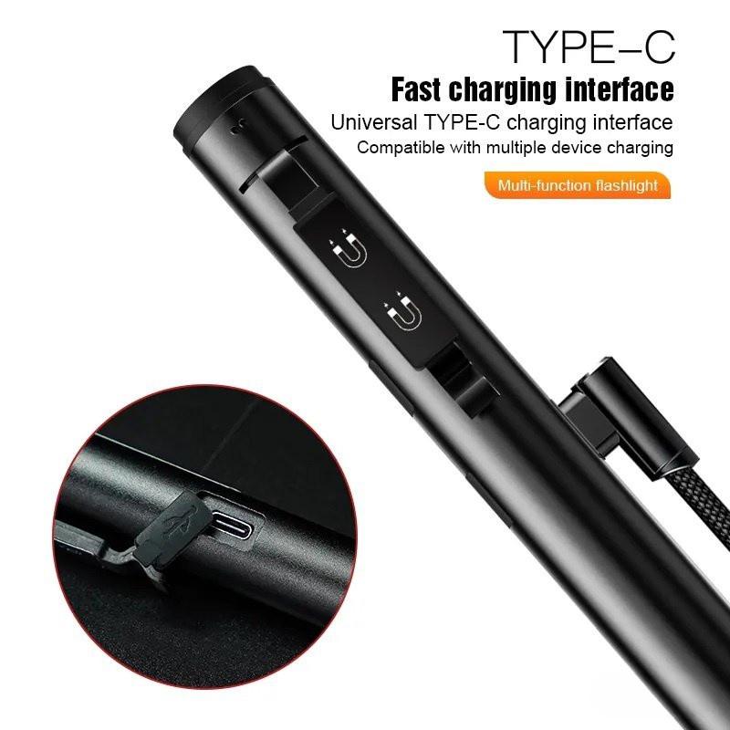 4 In 1 Rechargeable Pen Torchlight Outdoor Portable Handheld Ultra Bright Work Light Multifunctional LED Flashlight