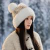 Autumn and Winter Hat Women's Cute Ears Big Head Circumference Wool Hat Fashionable Velvet Warm Knitted Hat