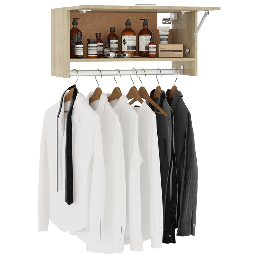 Badezimmer Wandkleiderschrank mit Kleiderstange, Klapp-Wandregal, 70x32,5x35 cm