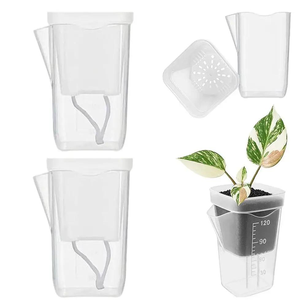 

Thickened Semi-Translucent Hydroponic Square Low-Profile Plastic Flower Pot White Graduated Plant Pot For Potted Plant D1X6