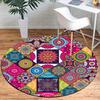 1pc Retro 2116260052 Pattern Round Floor Mat, Non-slip for Living Room Bedroom Chair Carpets Home Decor Gifts, Home Decor Room Decor Outdoor