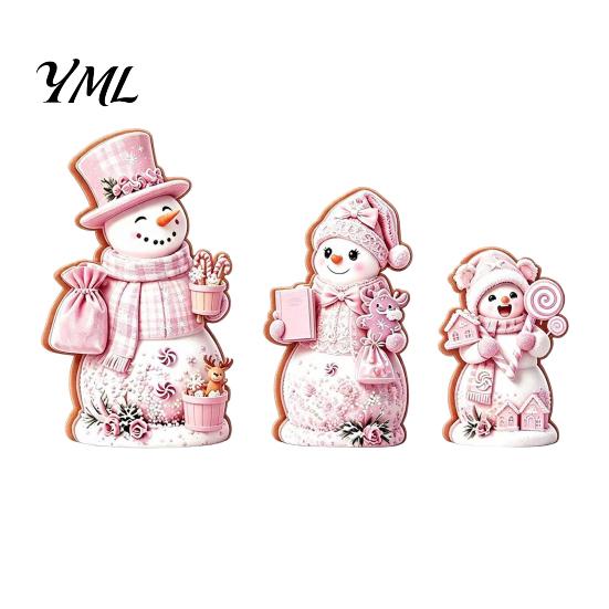 Unique Christmas Tree Hanging 3PCS Snowman Wooden Ornaments, Decorative Cute Festive Figures, Handcrafted Solid Wood Ornaments High-definition