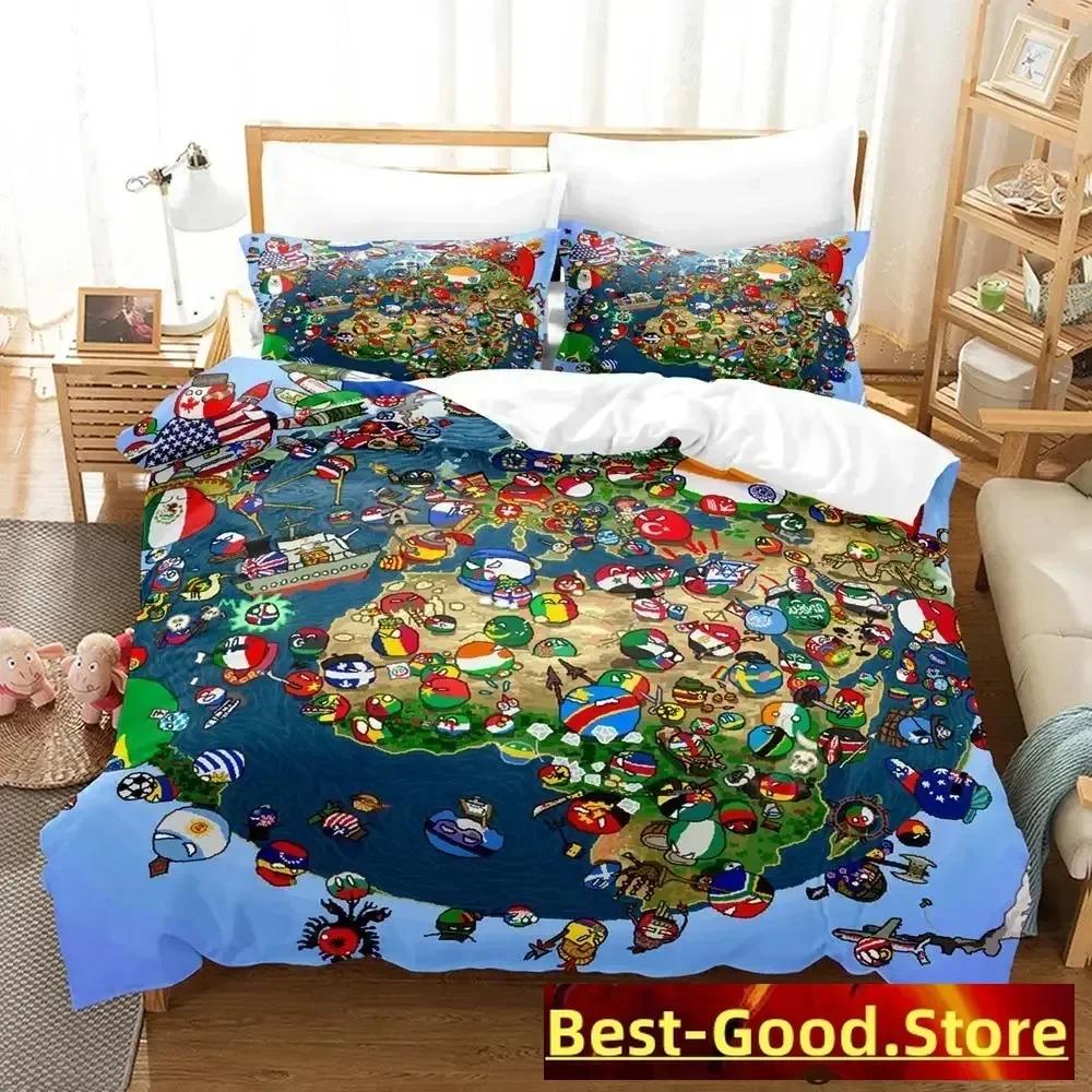 

Countryball Polandballs Bedding Set Printed Bed Set With Pillowcase Duvet Cover Soft Single Double Queen Super King Size US Queen(228*228cm)3pcs