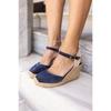 Women's Genuine Suede Leather Wedge Heel Sandals