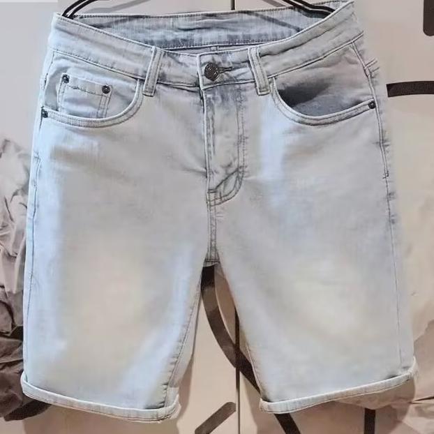 Trendy Light Blue Men's Straight Japanese Denim Shorts - Daily Versatile Korean Fashion