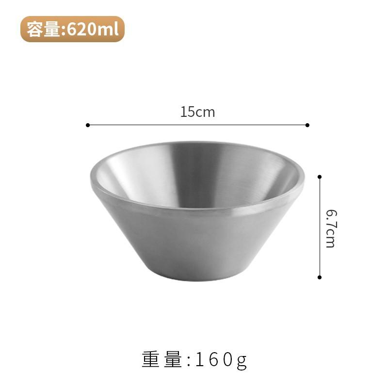 Doppelschichtige Salatschüssel aus Edelstahl 304, dicke, verbrühungshemmende V-förmige Ramen-Nudel-Reisschüsseln, Küchenutensilien
