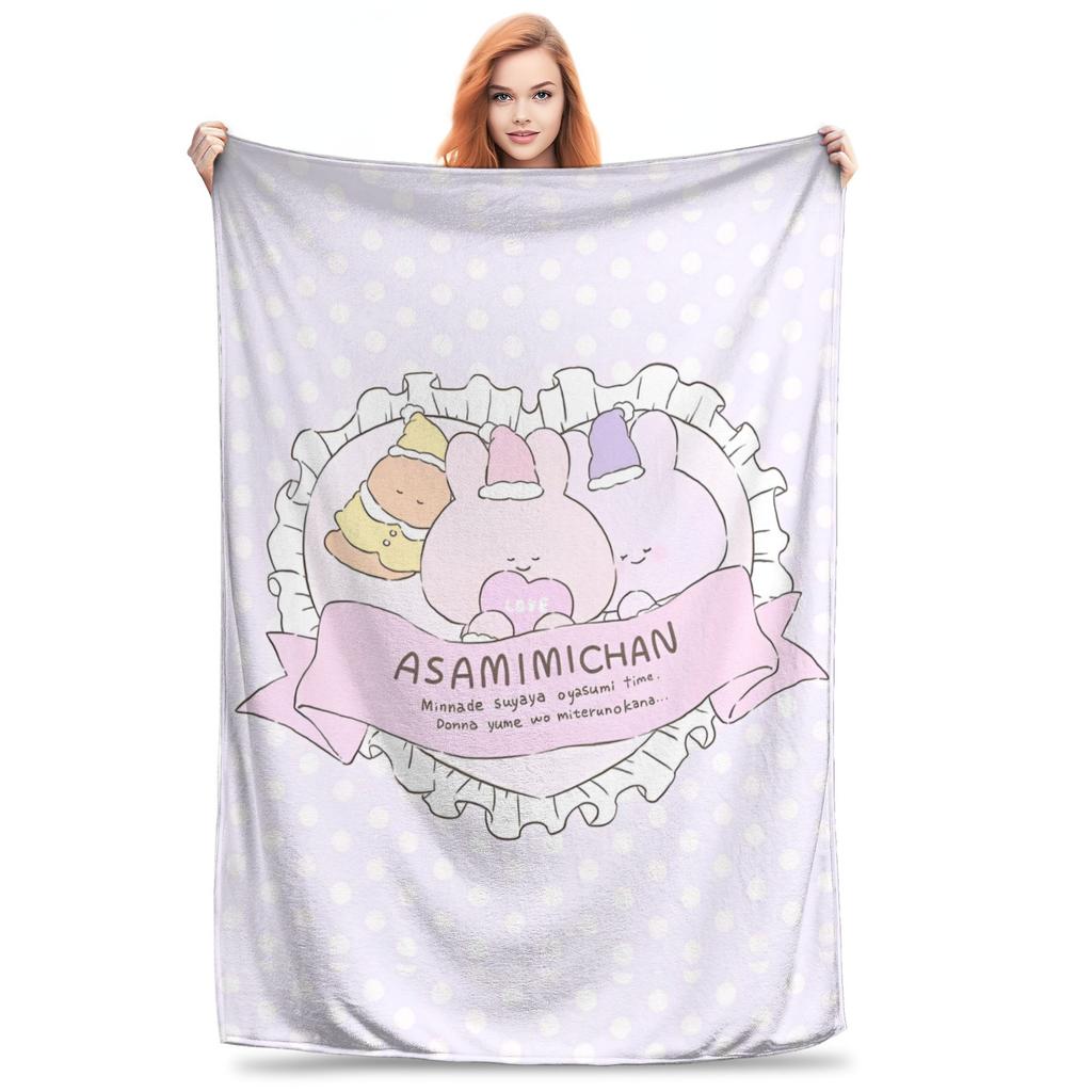 Asamimichaan Blanket Flannel Textile Decor Asamimi Multifunction Ultra-Soft Throw Blanket for Bedding Travel Plush Thin Quilt