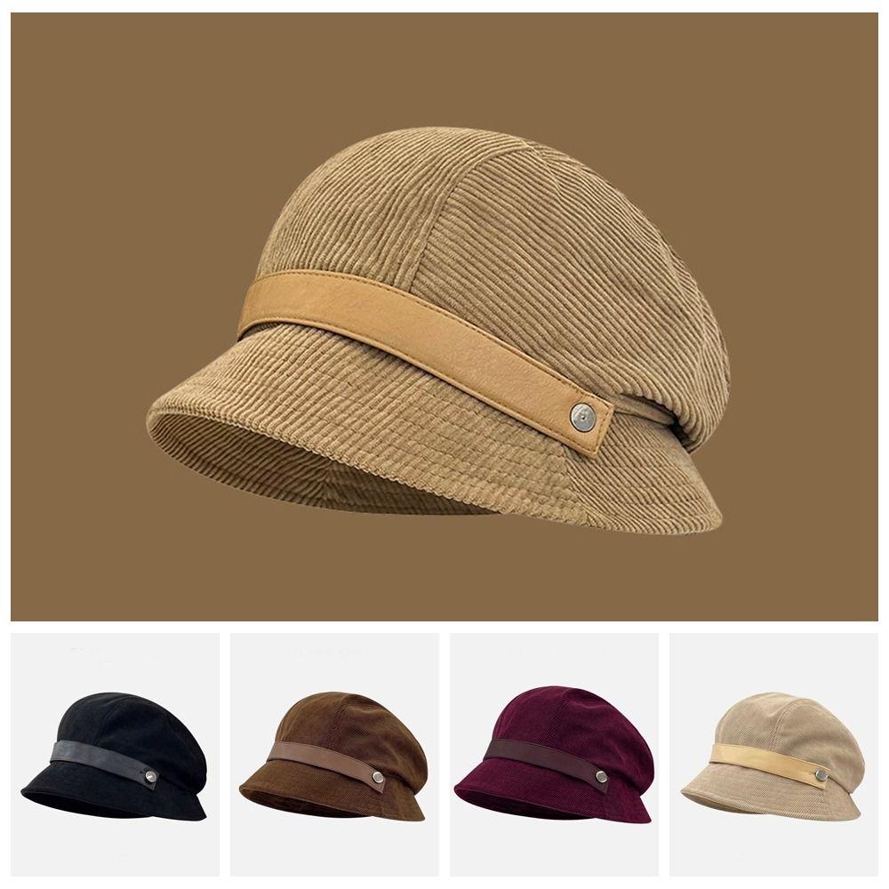 Warm Fisherman Caps Wide Brimmed Warm Basin Hat Casual Corduroy Bucket Hat Outdoor Travel
