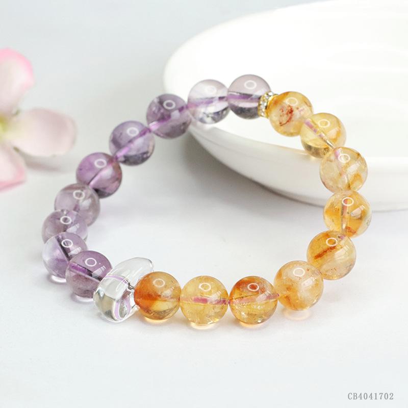 

Браслет из круглых бусин аметиста и цитрина Хуан Ю - Шарм богатства и удачи CB4041702 Approx. 9mm
