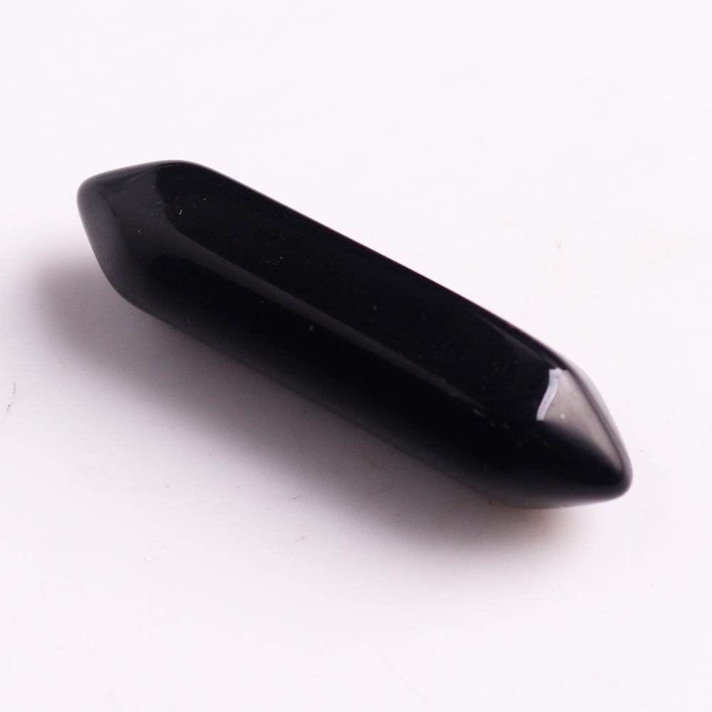 32x8mm Natural Stone Crystal Double Pointed Hexagonal Column Pendant Necklace