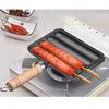 Sausage Grilling Pan Professional Efficient Prevents Stick Spill Proof Thickened Cast Iron Sausage Pan Hot Dog Grill