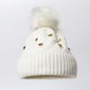 Solid Color Knitted Hat Soft Waxy Hairball Warm Elastic Pullover Hat Cold Hat