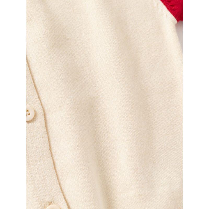 Spring and Autumn Children's Clothing for Girls, Color-Blocked Sleeve Thin Knit Cardigan, Children's Cardigan Sweater, Baby Girl Long-Sleeve Top