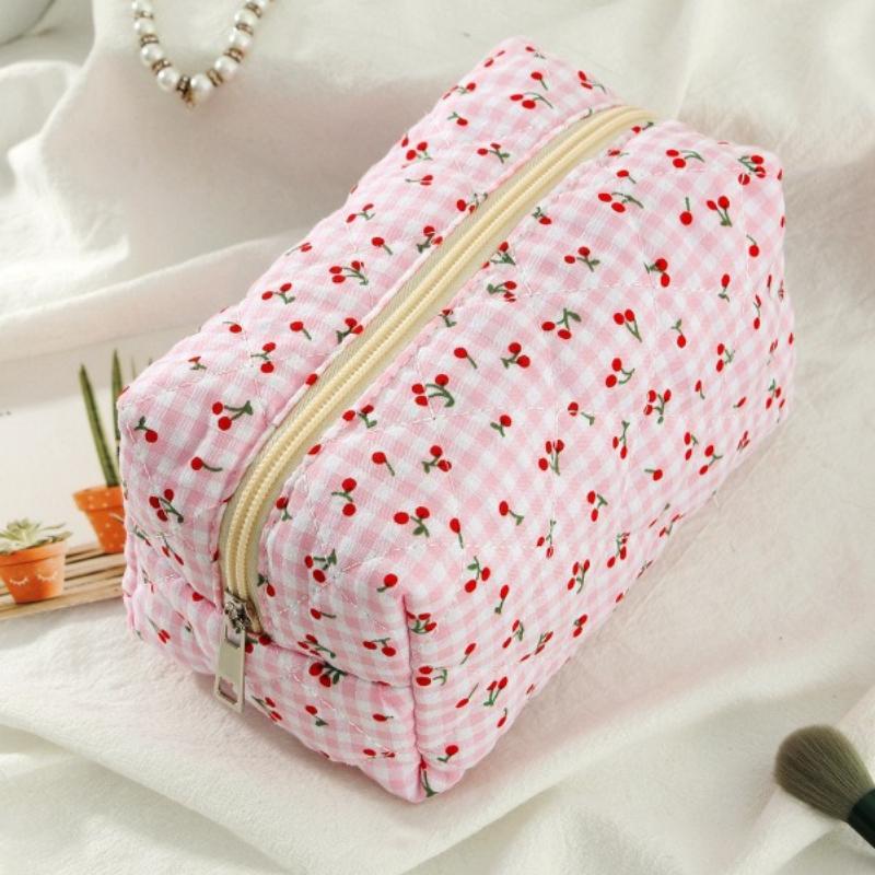 Schleifen-Karo-Kosmetiktasche für Damen, Aufbewahrungstasche für Servietten/Binden, Organizer-Tasche für Tampons/Lippenstift, Kosmetiktaschen für Frauen