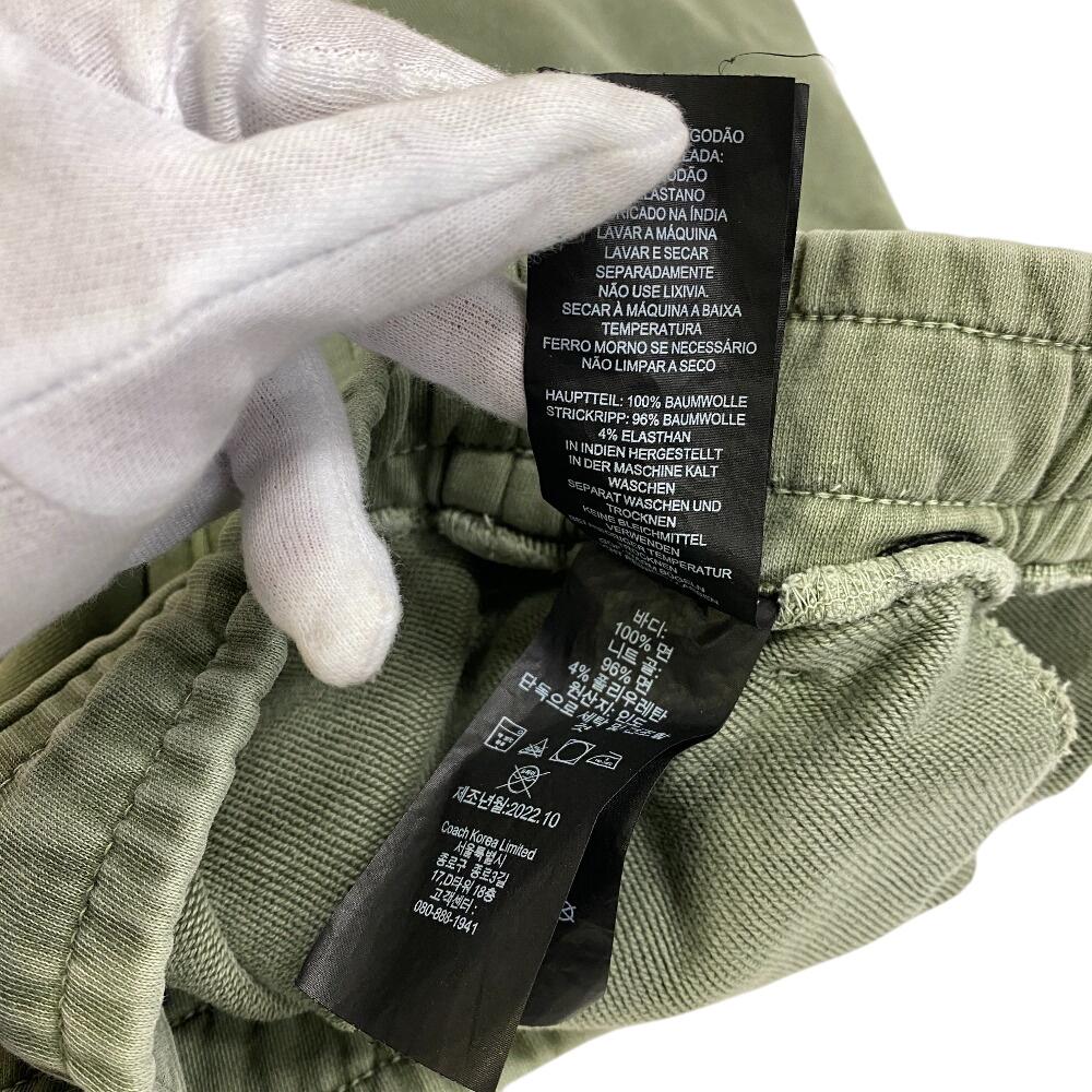 Coach CF818 Waist Rubber Cotton Drawstring Pants Pants Green Cotton Mens Used